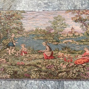 3X6 French Tapestry Vintage Tapestry Antique Tapestry Wall Hanging Romantic Tapestry Large Tapestry Goblins Medieval Tapestry 176 X 92 cm
