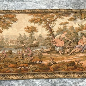 French Tapestry Vintage Tapestry Aubusson Style Tapestry Wall Hanging Tapestry Goblins Medieval Tapestry Antique Large Tapestry  208X111 cm
