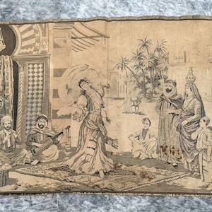 Französischer Tapisserie Antiker Wandteppich Aubusson Tapestry Wandbehang Tapisserie Wohndekor Goblins Mittelalterlicher Tapisserie Etwas Fleck 82 X 61 cm