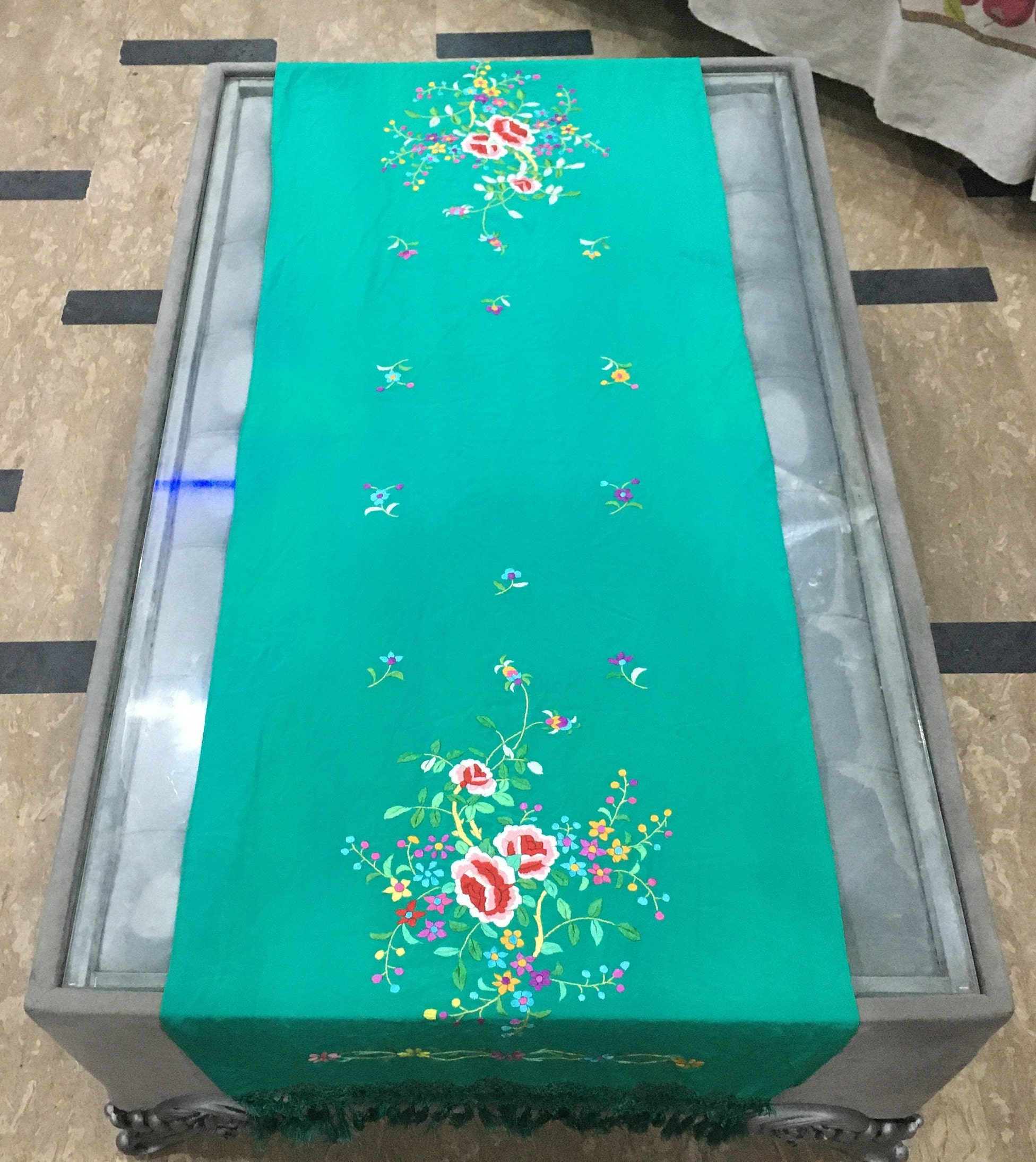 Vintage Chinese Tablecloth Print Tablecloth Pictorial Table Etsy UK