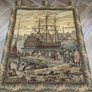 French Tapestry Vintage Tapestry Antique Tapestry Aubusson Tapestry Wall Hanging Tapestry Home Decor Goblins Medieval Tapestry  75 X 65 cm