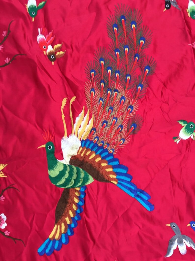 Vintage Chinese Tablecloth Embroidery Tablecloth Pictorial Etsy