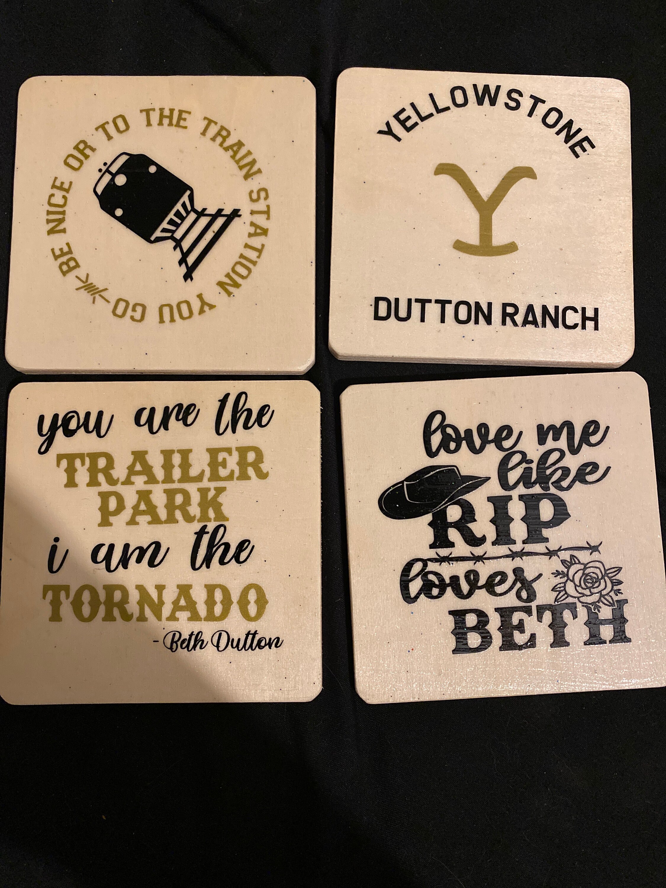Yellowstone Wooden Coasters Etsy
