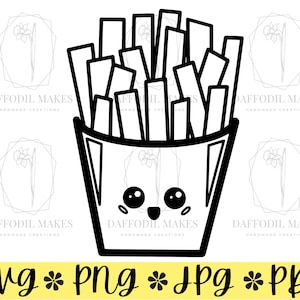 Pommes frites SVG-Datei, SVG, Pommes frites, Pommes frites svg, Kawaii svg, süßes Essen SVG, Essen svg, Pommes svg, Fast Food svg, geschnittene Datei für Cricut