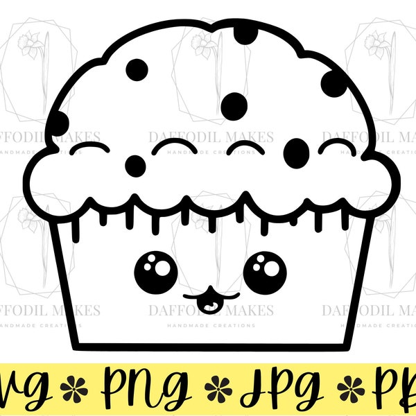 Muffin SVG File, SVG, Muffin, Dessert, Muffin Svg, Kawaii Svg, Cute Food SVG, Food Svg, Muffin Clipart, Kawaii Food Svg, Cut File for Cricut