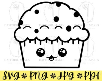 Archivo SVG de muffin, SVG, muffin, postre, muffin svg, kawaii svg, comida linda SVG, comida svg, muffin clipart, kawaii comida svg, archivo de corte para cricut