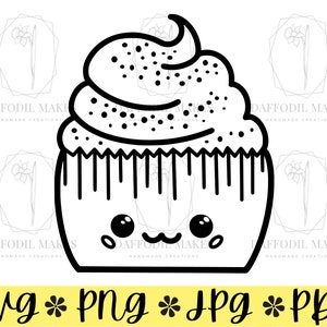 Cupcake SVG File, SVG, Cupcake, Cupcake Svg, Kawaii Svg, Cute Food Svg, Food Svg, Cupcake Clipart, Kawaii Food Svg, PNG, Cut File for Cricut