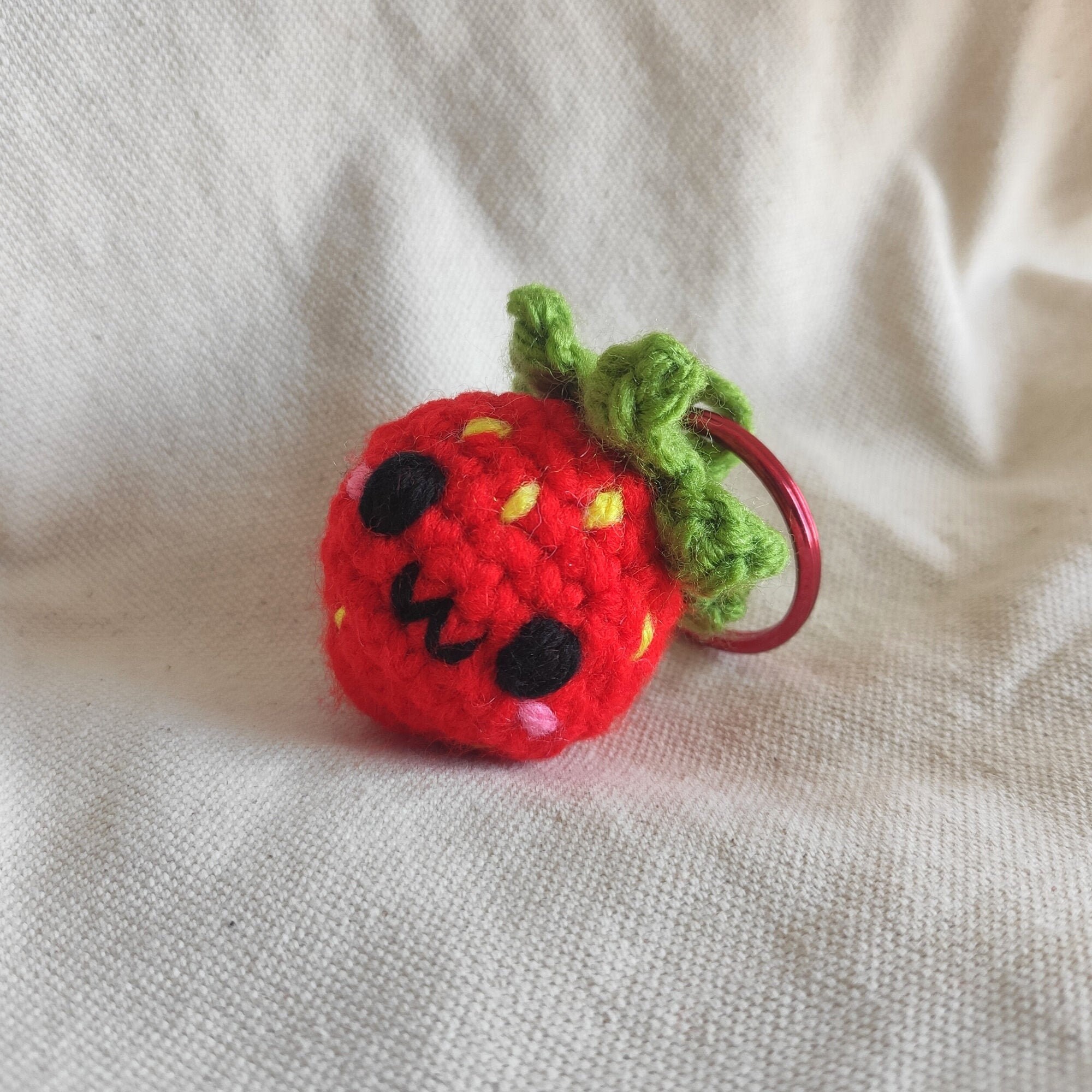 Strawberry Crochet Keychain Bag Chain Fruit Keychain Etsy