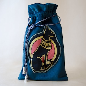 Egyptian cat tarot pouch Emerald velvet tarot bag Spiritual gift