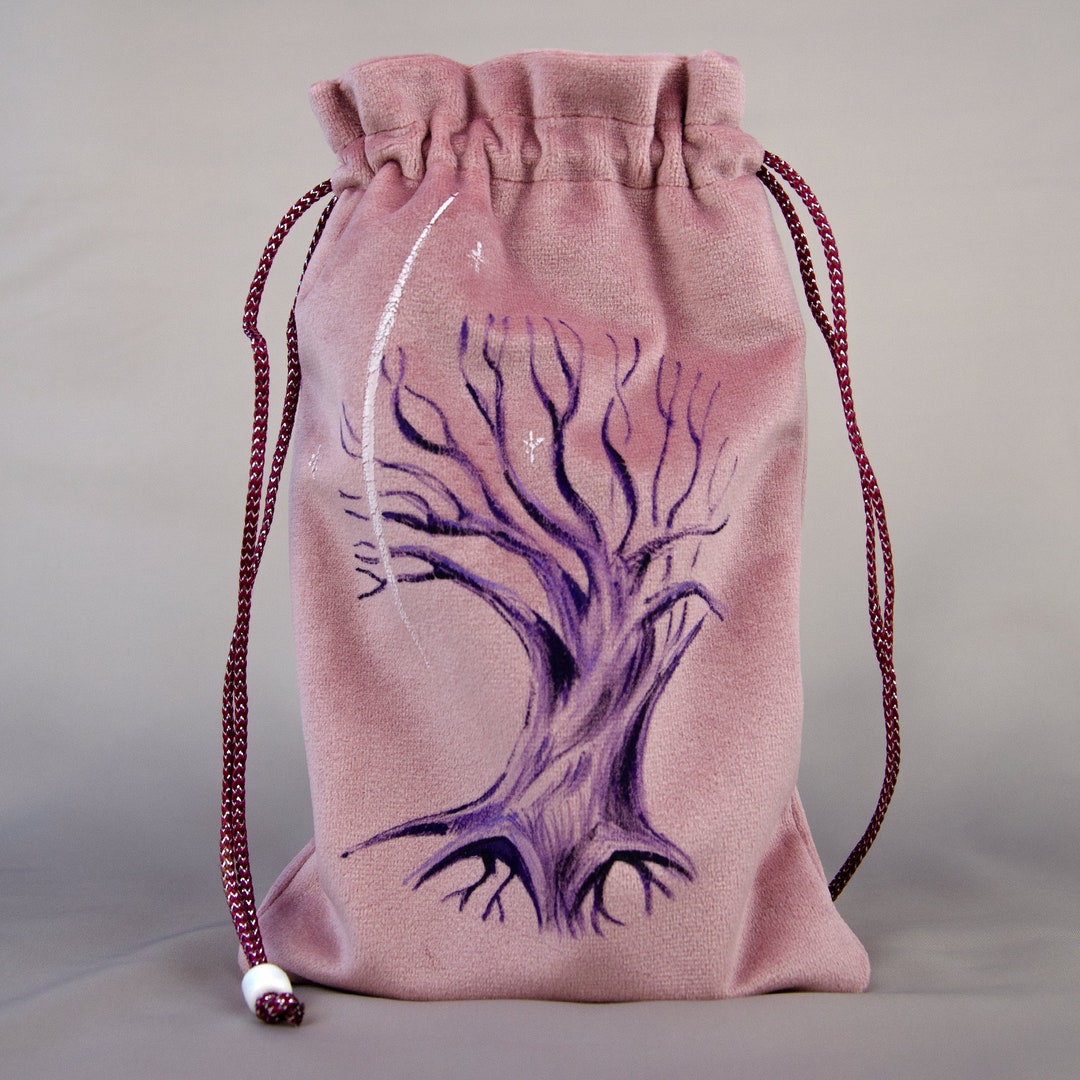 Pink Velvet Tarot Bag Hand Painted Drawstring Bag Tarot Desk Pouch - Etsy