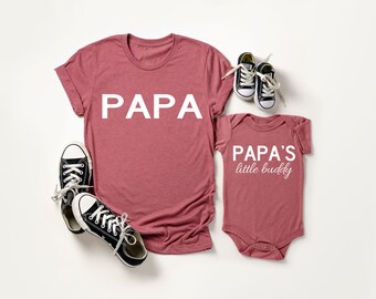Papa And Papa’s Little Buddy, Little Buddy Shirt, Papa Matching Shirts Baby, Father And Daughter Shirt, Pregnancy Announcement