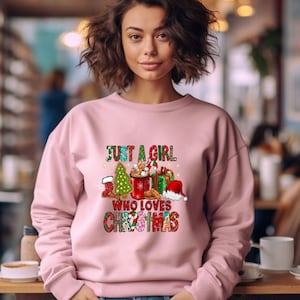Apenas uma garota que ama o Natal, moletom feminino de Natal, camisa de amante de Natal, camisa de presente de Natal, camisa de férias de inverno