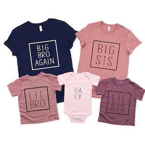Shirts grote zus broer, shirts broertje zusje, shirt baby broer zus, bijpassende shirts grote zus Lil Bro, babyaankondiging