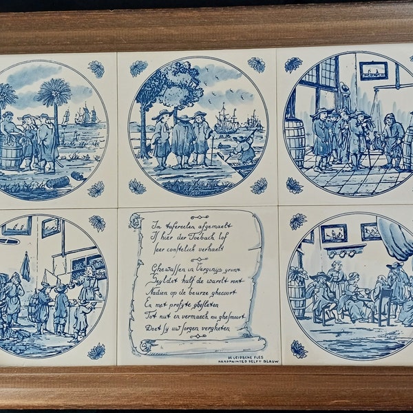 delft blue tile tableau made by De Leidsche Fles / handpainted