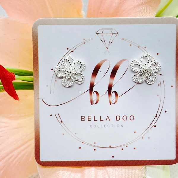 Dainty Flower Sterling Silver Stud Earrings