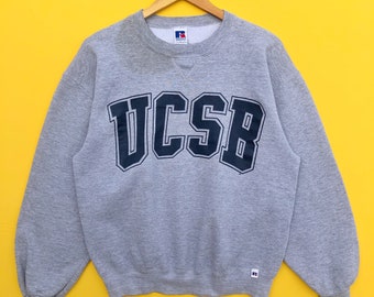 Vintage University of California Santa Barbara Track \u0026 Field Athletic Graphic Russell Crewneck Sweatshirt Jumper Pullover Sweater Fits M L