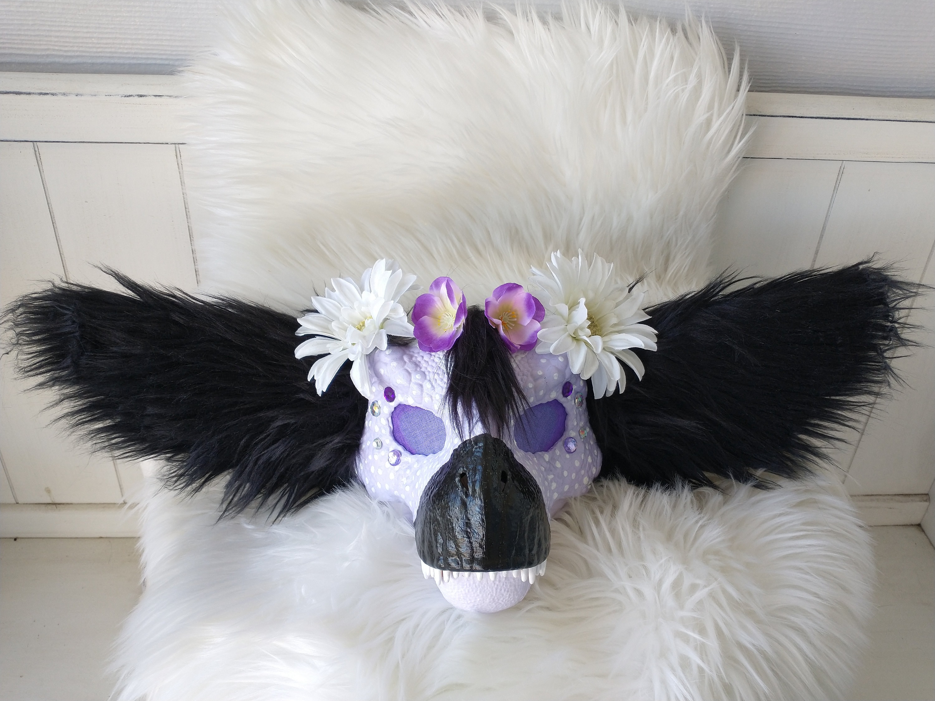 Black & Purple (Semi-Custom) Dino Mask Furry (Read Description)
