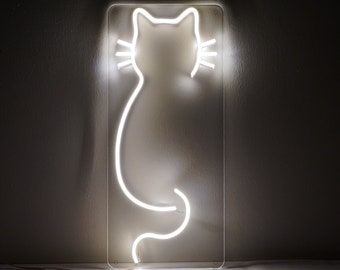 Katze Neon Schild, Katzen Wanddekoration, Katze Neon Licht, Benutzerdefinierte Neon Schild, Süße Katze Flex Neon LED Schild Dekoration, Neon Schild für Schlafzimmer