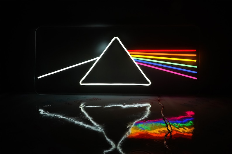 Pink Floyd Neon Sign, Dark Side of the Moon Neon Sign, Pink Floyd Wall Art, Neon Sign for Living