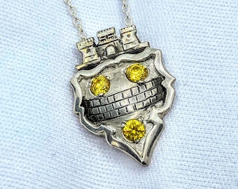 Necklace - Pittsburgh Crest - Sterling Silver and Sapphire Pendant