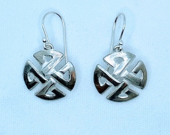 Dangle Earrings - Sterling Silver Circular Celtic Cross