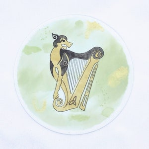Laptop Sticker - Die Cut 3 Inch Vinyl Circle Sticker Harp and Hound