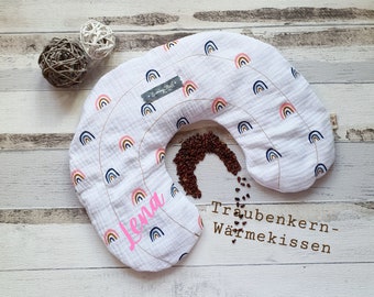 Warming pillow, neck pillow, cooling pillow, rainbow warming pillow, rainbow cooling pillow, grape seed pillow, muslin seed pillow