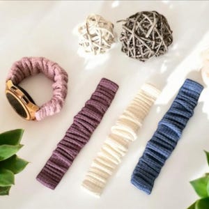 Elastisches Uhrenband, Waffeljersey, Galaxy Watch Band, Apple Watch Band, Garmin Venu,Stoffuhrenband,Smartwatchband (optional mit Federsteg)