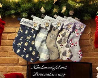 Nikolausstiefel mit Namen – Weihnachtsstiefel zum Befüllen | Personalisiertes Nikolaus Geschenk Handmade | Weihnachtsdeko & Geschenkidee