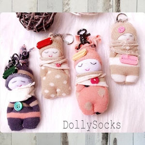 Schlüsselanhänger, Dolly Socks, Socken Puppen, Anhänger, Puppen / Sofortkauf