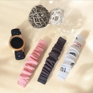 Elastisches Uhrenarmband, Musselin, Smart Watch Armband, Galaxy Armband, Apple Armband, Garmin Venu, Stoffuhrenband (optional mit Federsteg)