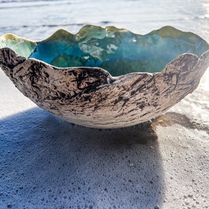 Turquoise Blue Ceramic Fruit Bowl, Large fruit bowl, centerpiece bowl, turquoise pottery dinnerware, XL ceramic serving bowl, new home gift image 6
