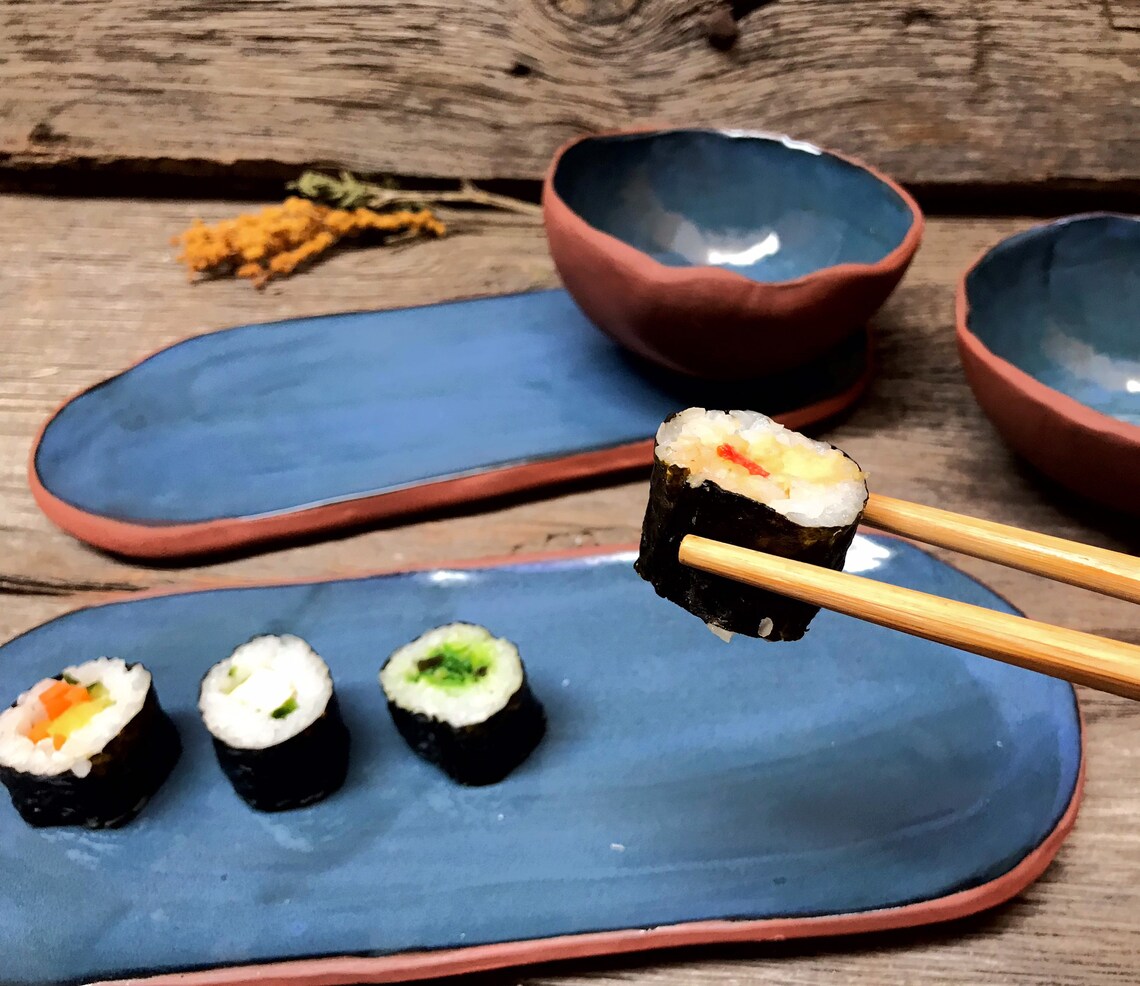 Sushi serving set for 2 pottery dinnerware sushi dinning set Etsy