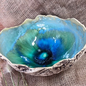 Turquoise Blue Ceramic Fruit Bowl, Large fruit bowl, centerpiece bowl, turquoise pottery dinnerware, XL ceramic serving bowl, new home gift image 9