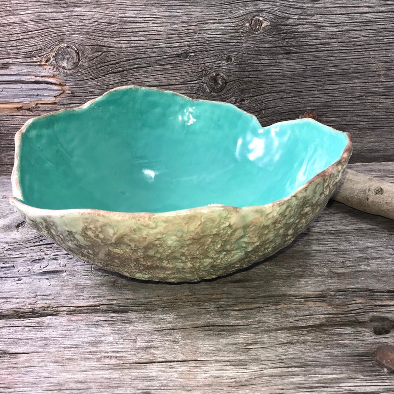 Turquoise Blue Ceramic Fruit Bowl Large Ceramic Bowl Etsy