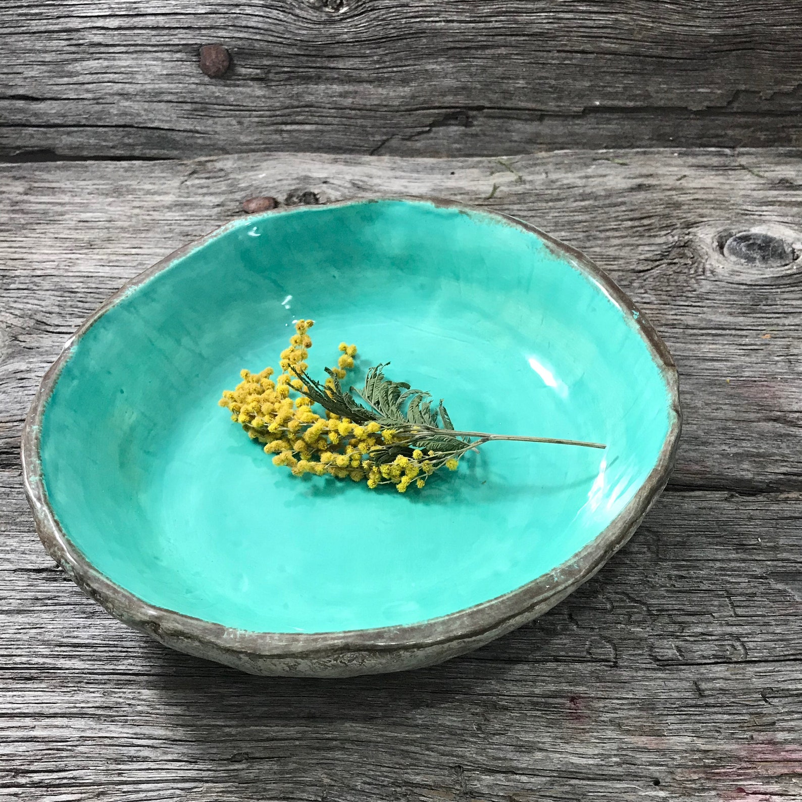 Salad Bowl Turquoise Salad Bowl Ceramic Serving Bowl Etsy