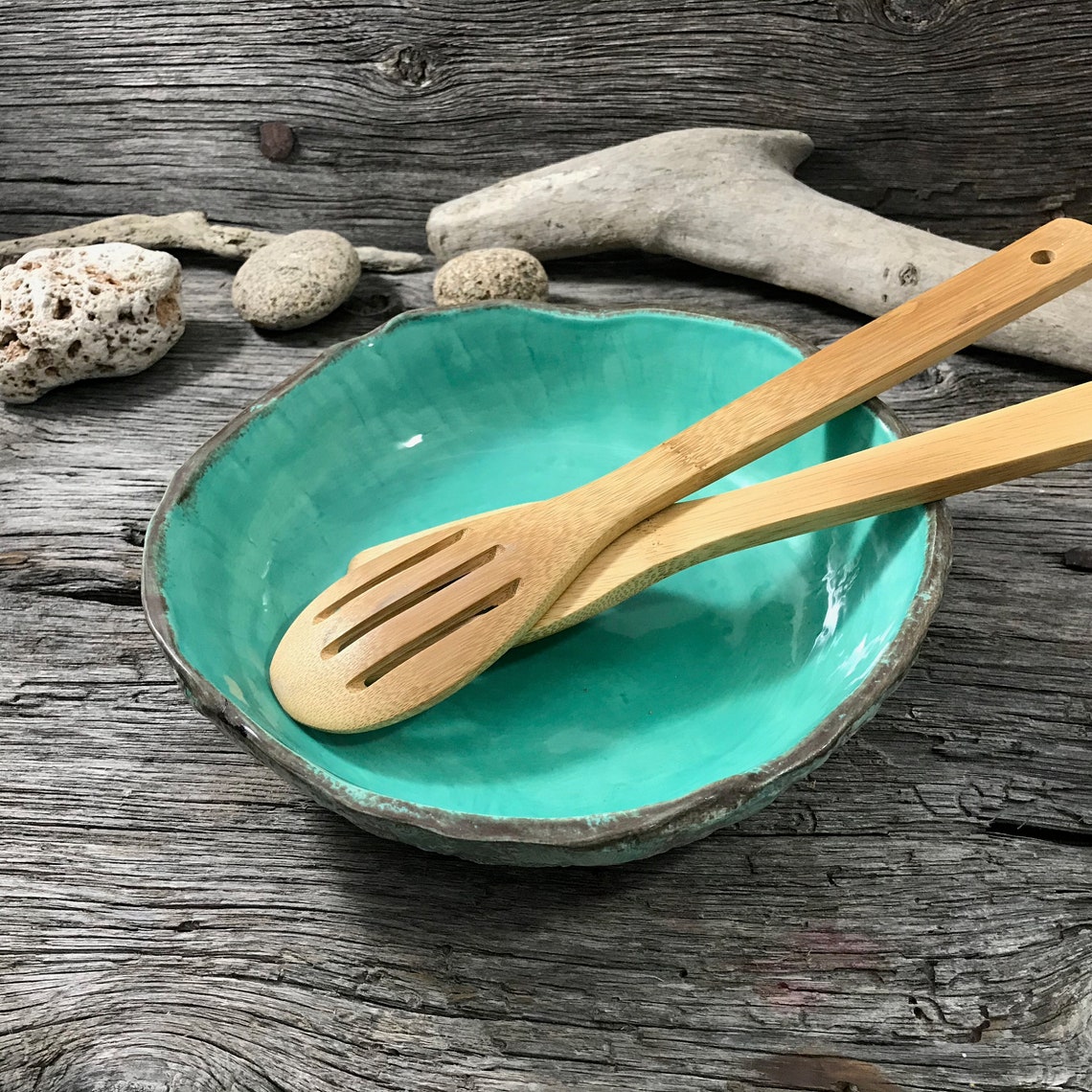 Salad bowl Turquoise salad bowl ceramic serving bowl Etsy