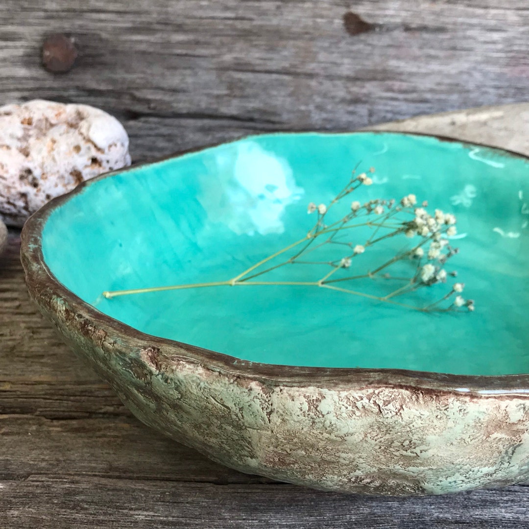 Salad Bowl Turquoise Salad Bowl Ceramic Serving Bowl Etsy