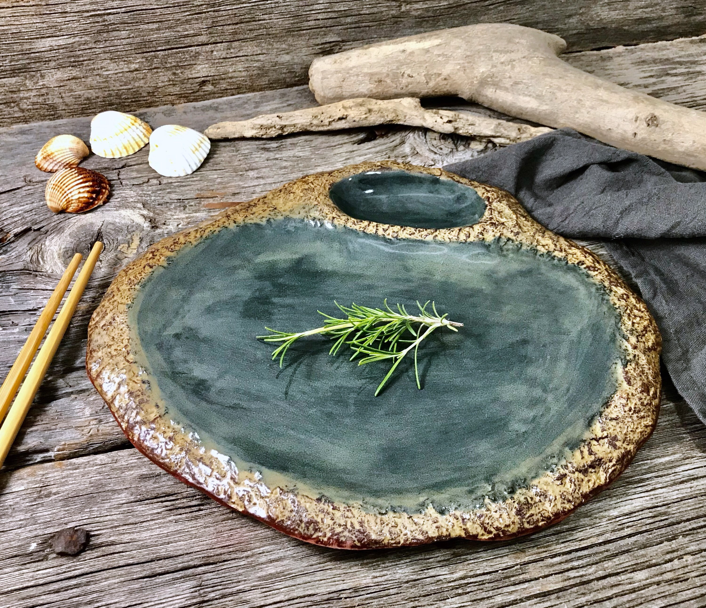 Handmade Pottery Sushi Ceramic Plate Japanese Pottery Serving Etsy