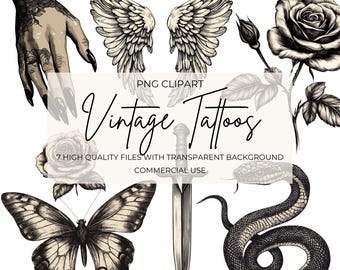 American Traditional Tattoo Clipart, Old School Tattoo Design, Vintage Tattoo Graphics, png Tattoo Vector, Retro Old School Tattoo Art