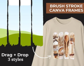 Brushstroke Canva Template, Paint Stroke, Brush Stroke Canva Frame, Grunge Frame Canva, 4 Brush Strokes