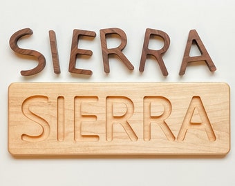 Nursery Décor - Wooden Name Puzzle - Maple Base and Walnut Letters