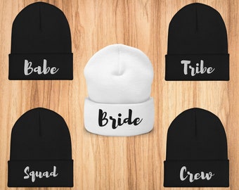 Winter Hen Team Bride Team Bride Hats Bridal Hats Bride Beanie Hat Ski Hen Bride Hat Personalised Hat Bridesmaid Hats
