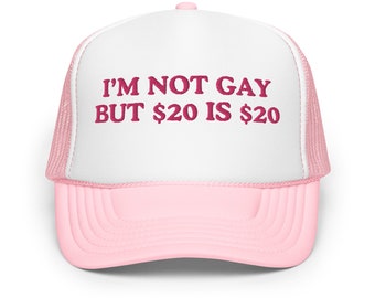 Ich bin nicht Gay Hut, gestickte Trucker Hut, Y2K Trucker Hut, lustige Trucker Hut, lustiger Spruch, süßes Geschenk, Erwachsenen Humor, Baseballmütze, Sommer