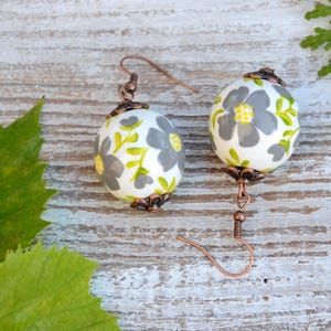 Handpainted Ukrainian earrings wooden, birthday gift for mom, folk earrings hand Made in Ukraine, Dangle pysanky earrings vintage inspired