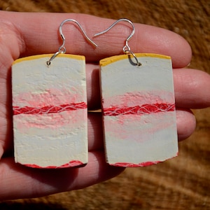 Ukrainian Salo earrings Wooden hand painted: for sensitive ears made in Ukraine