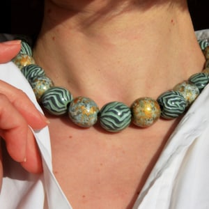 Ukrainian necklace Hand painted wooden, beaded short elegant necklace, Ukrainian jewelry, large ball bead necklace, Made in Ukraine gift