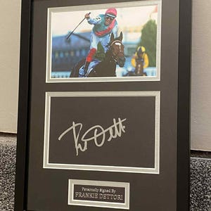 Horse Racing - Frankie Dettori - Signed & Glass Framed A4 Card Mounted - Enable - COA