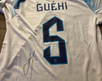 Football - Marc Guehi - 2023/24 Hand Signed Replica Home Shirt - England - Large Men's BNWT - COA