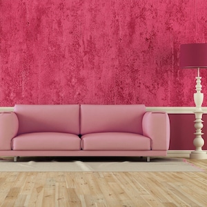 Viva Magenta 2023 Grunge-Beton-Stein-Tapete, Farbe des Jahres [Abziehen und Aufkleben (selbstklebend) oder traditionelle Vinylpapiere]